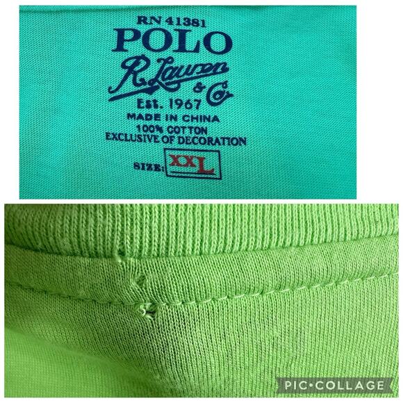 Vintage Polo Ralph Lauren Green T Shirt Mens XXL Short Sleeved Crew Neck - Picture 8 of 11